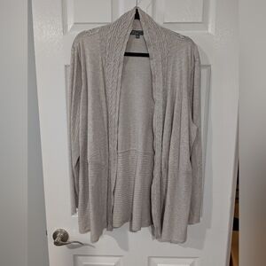 89th & MADISON Heather Cream Open Front Long Sleeve Cardigan Sweater Size 2X